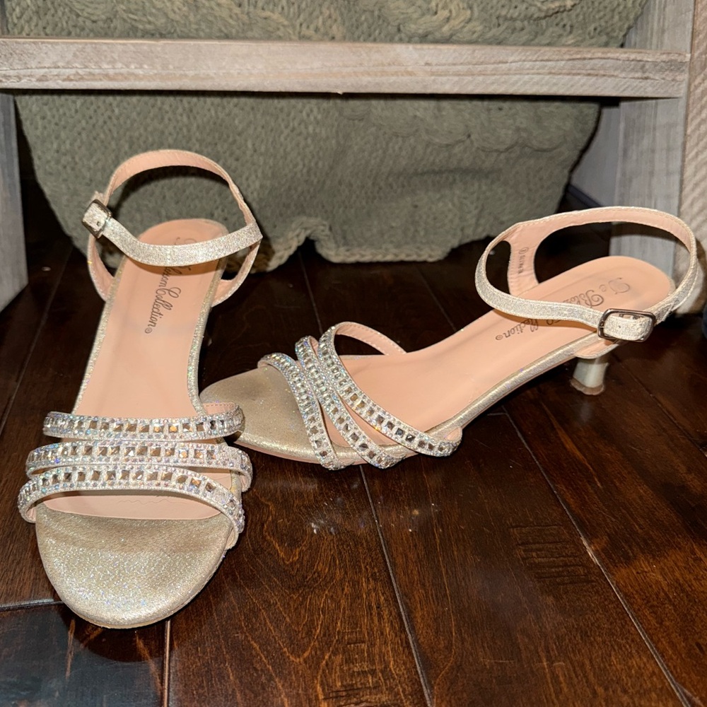 Silver Strappy Heels with Rhinestones